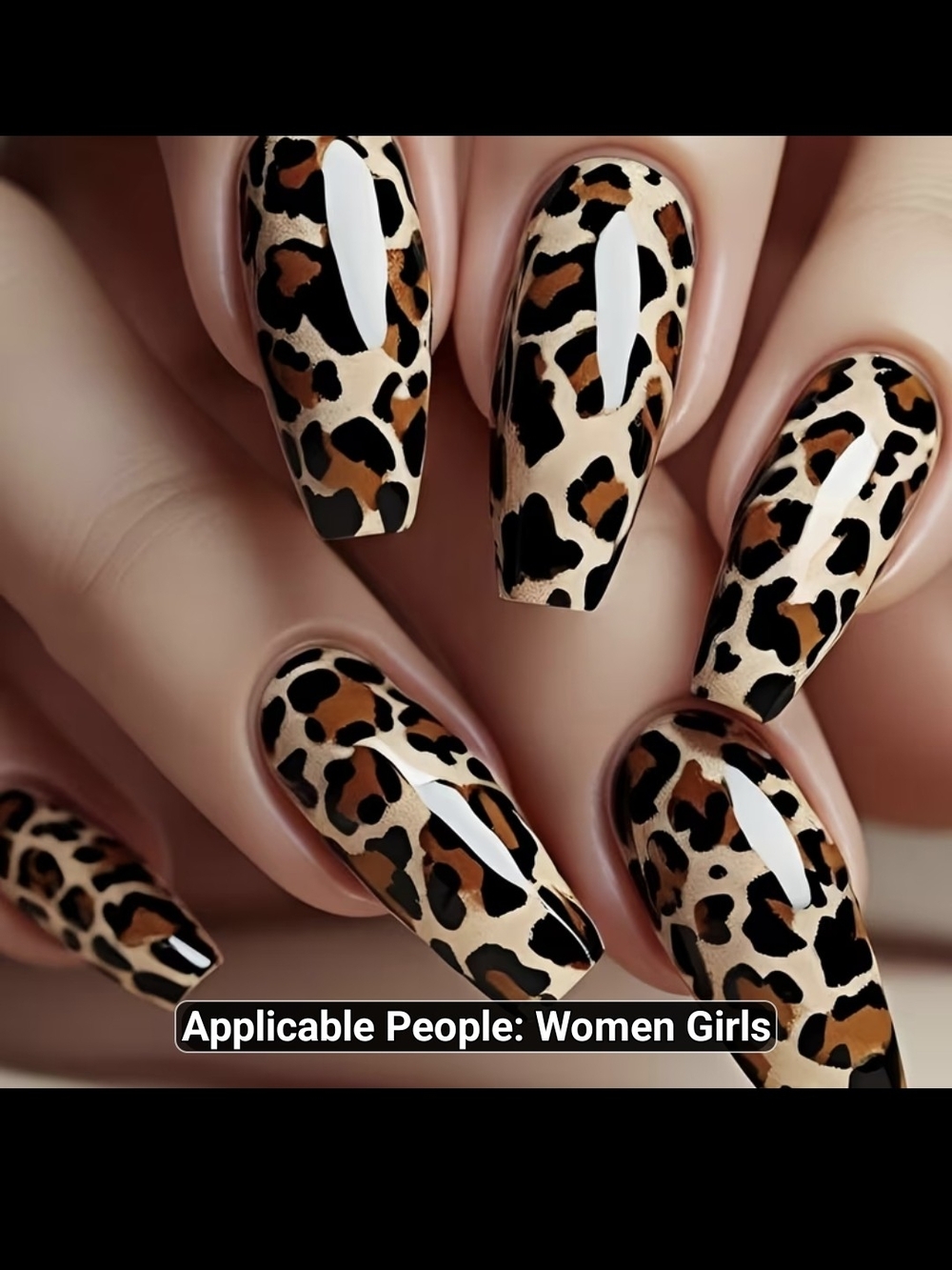 Leopard Print Press-On Nails in Tan and Black - Women Makeup
